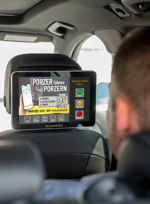 Porzer Taxi & Minicar Digitale Fahrgastwerbung Köln - Porz